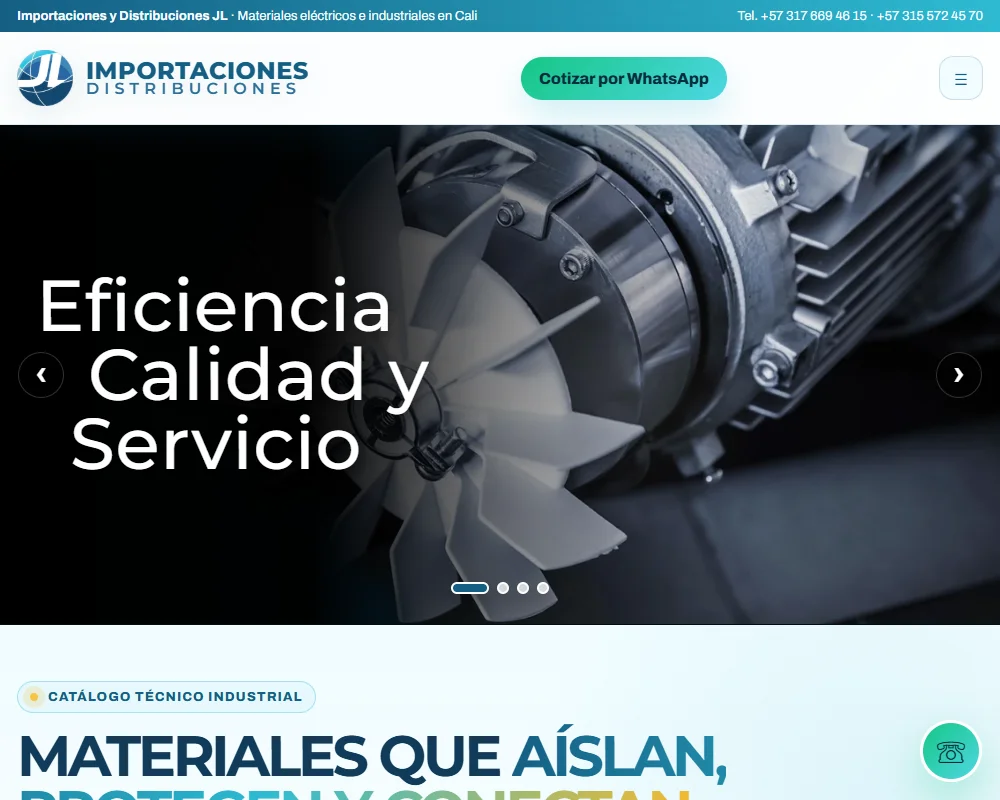 Captura de la web pública de Importaciones y Distribuciones JL.